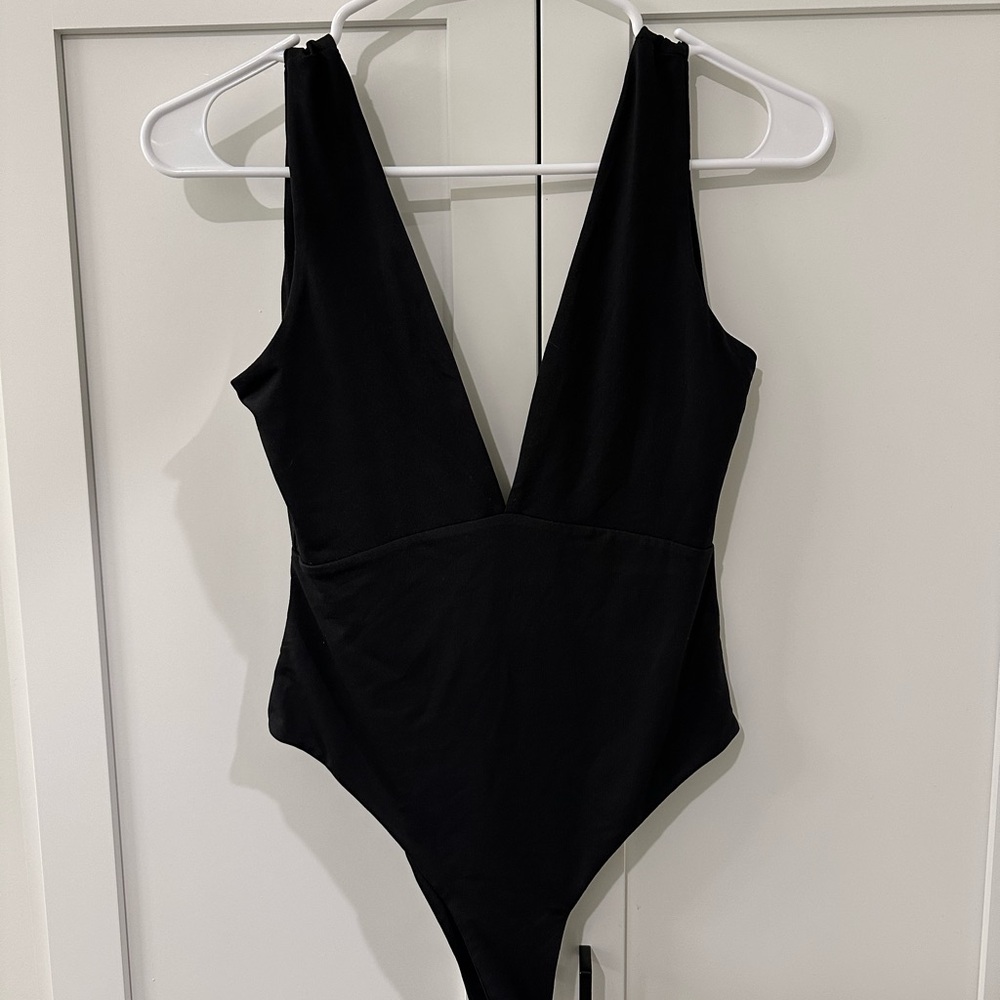 Black Deep V-Neck Bodysuit